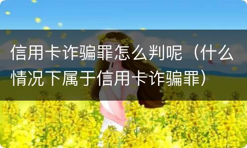 信用卡诈骗罪怎么判呢（什么情况下属于信用卡诈骗罪）