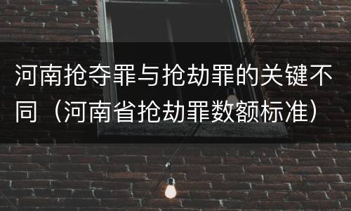 河南抢夺罪与抢劫罪的关键不同（河南省抢劫罪数额标准）