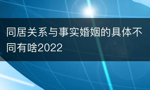 同居关系与事实婚姻的具体不同有啥2022