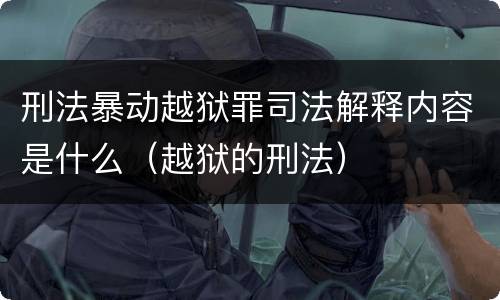 刑法暴动越狱罪司法解释内容是什么（越狱的刑法）