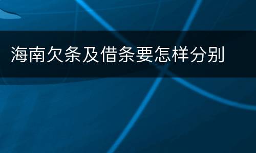 海南欠条及借条要怎样分别