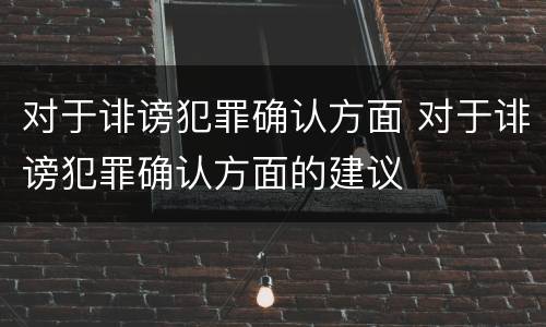 对于诽谤犯罪确认方面 对于诽谤犯罪确认方面的建议