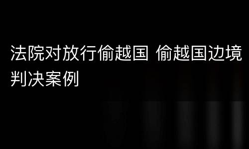 法院对放行偷越国 偷越国边境判决案例