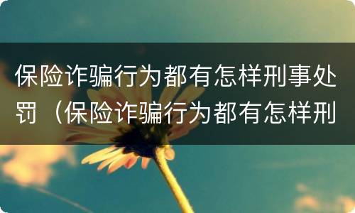 保险诈骗行为都有怎样刑事处罚（保险诈骗行为都有怎样刑事处罚案例）