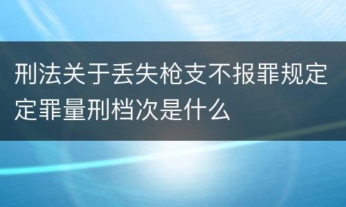 刑法关于丢失枪支不报罪规定定罪量刑档次是什么