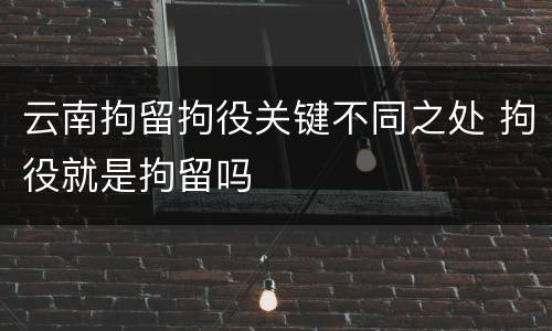 云南拘留拘役关键不同之处 拘役就是拘留吗