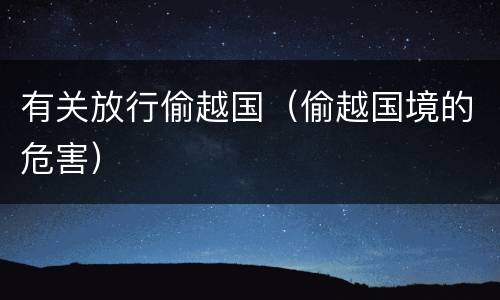 有关放行偷越国（偷越国境的危害）