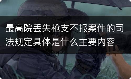 最高院丢失枪支不报案件的司法规定具体是什么主要内容