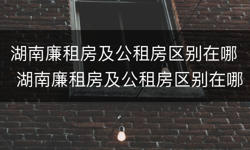 湖南廉租房及公租房区别在哪 湖南廉租房及公租房区别在哪里