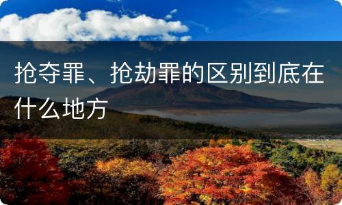 抢夺罪、抢劫罪的区别到底在什么地方