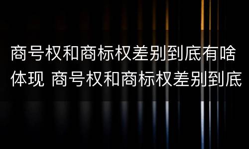 商号权和商标权差别到底有啥体现 商号权和商标权差别到底有啥体现吗
