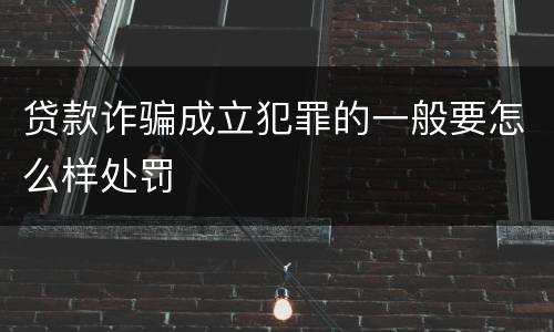 贷款诈骗成立犯罪的一般要怎么样处罚