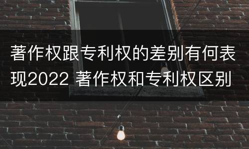 著作权跟专利权的差别有何表现2022 著作权和专利权区别