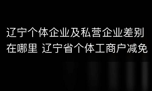 辽宁个体企业及私营企业差别在哪里 辽宁省个体工商户减免政策