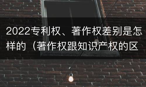 2022专利权、著作权差别是怎样的（著作权跟知识产权的区别）