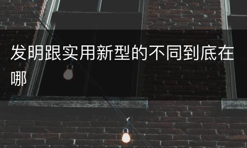 发明跟实用新型的不同到底在哪
