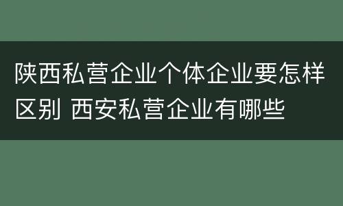 陕西私营企业个体企业要怎样区别 西安私营企业有哪些