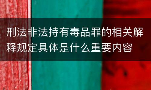 刑法非法持有毒品罪的相关解释规定具体是什么重要内容
