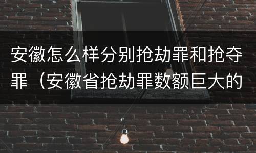 安徽怎么样分别抢劫罪和抢夺罪（安徽省抢劫罪数额巨大的标准）