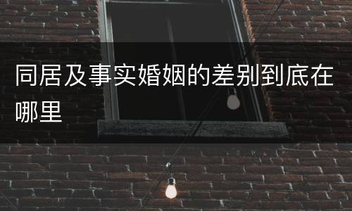 同居及事实婚姻的差别到底在哪里