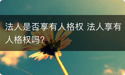 法人是否享有人格权 法人享有人格权吗?