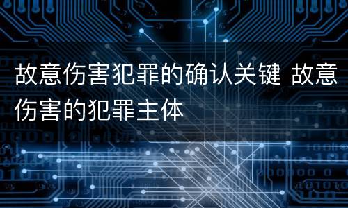 故意伤害犯罪的确认关键 故意伤害的犯罪主体