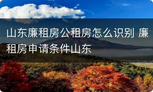 山东廉租房公租房怎么识别 廉租房申请条件山东