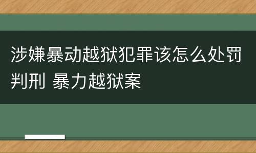 涉嫌暴动越狱犯罪该怎么处罚判刑 暴力越狱案