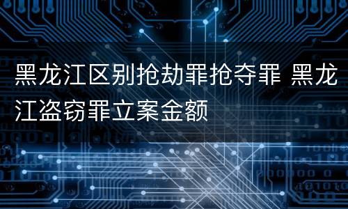 黑龙江区别抢劫罪抢夺罪 黑龙江盗窃罪立案金额