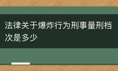 法律关于爆炸行为刑事量刑档次是多少