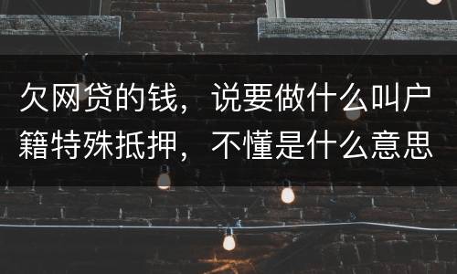欠网贷的钱，说要做什么叫户籍特殊抵押，不懂是什么意思