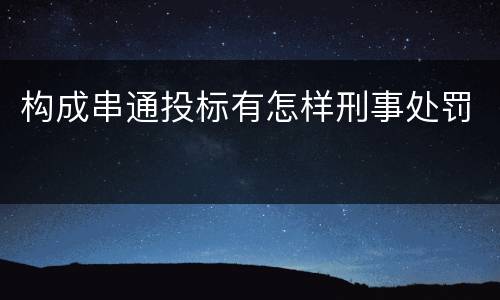 构成串通投标有怎样刑事处罚