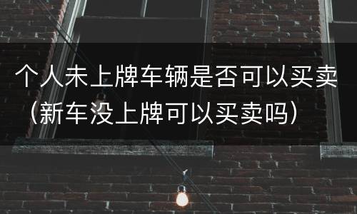 个人未上牌车辆是否可以买卖（新车没上牌可以买卖吗）