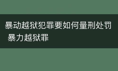 暴动越狱犯罪要如何量刑处罚 暴力越狱罪