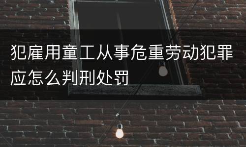 犯雇用童工从事危重劳动犯罪应怎么判刑处罚