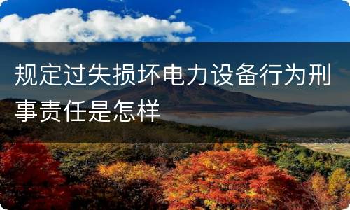 规定过失损坏电力设备行为刑事责任是怎样