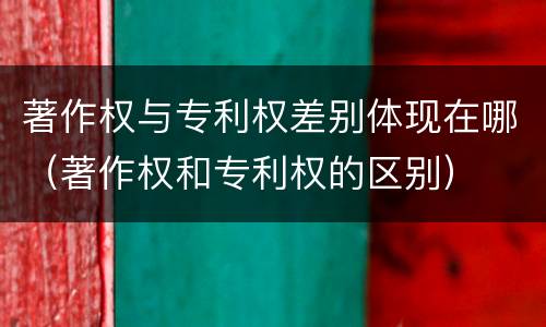 著作权与专利权差别体现在哪（著作权和专利权的区别）