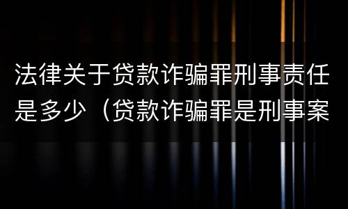 法律关于贷款诈骗罪刑事责任是多少（贷款诈骗罪是刑事案件吗）