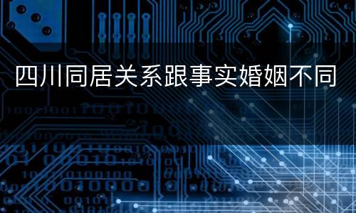 四川同居关系跟事实婚姻不同
