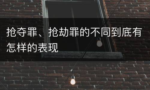 抢夺罪、抢劫罪的不同到底有怎样的表现