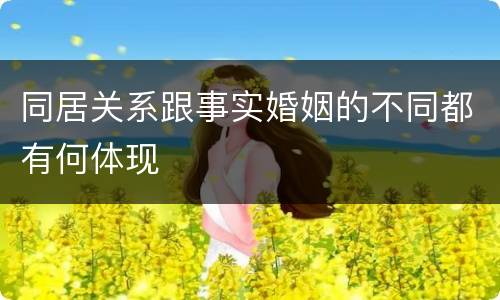 同居关系跟事实婚姻的不同都有何体现
