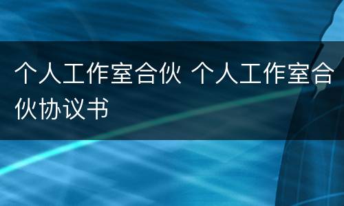 个人工作室合伙 个人工作室合伙协议书