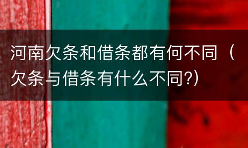 河南欠条和借条都有何不同（欠条与借条有什么不同?）