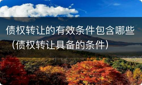 债权转让的有效条件包含哪些（债权转让具备的条件）