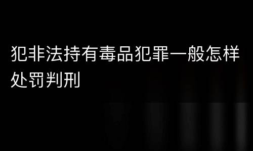犯非法持有毒品犯罪一般怎样处罚判刑