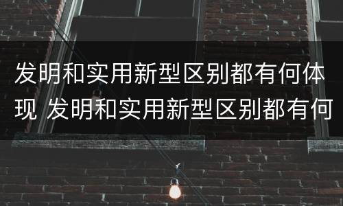 发明和实用新型区别都有何体现 发明和实用新型区别都有何体现呢