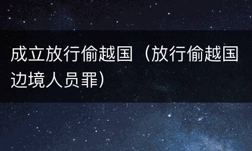成立放行偷越国（放行偷越国边境人员罪）