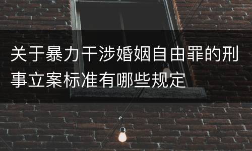 关于暴力干涉婚姻自由罪的刑事立案标准有哪些规定