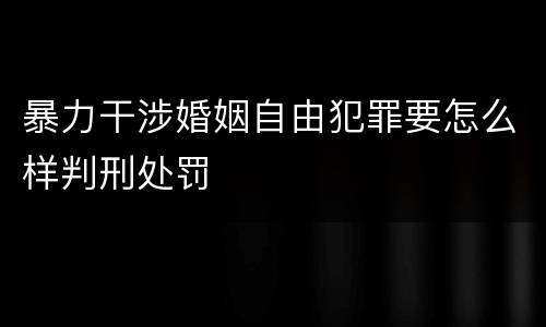 暴力干涉婚姻自由犯罪要怎么样判刑处罚