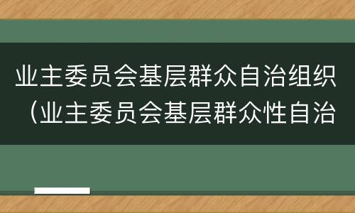 业主委员会基层群众自治组织（业主委员会基层群众性自治组织）